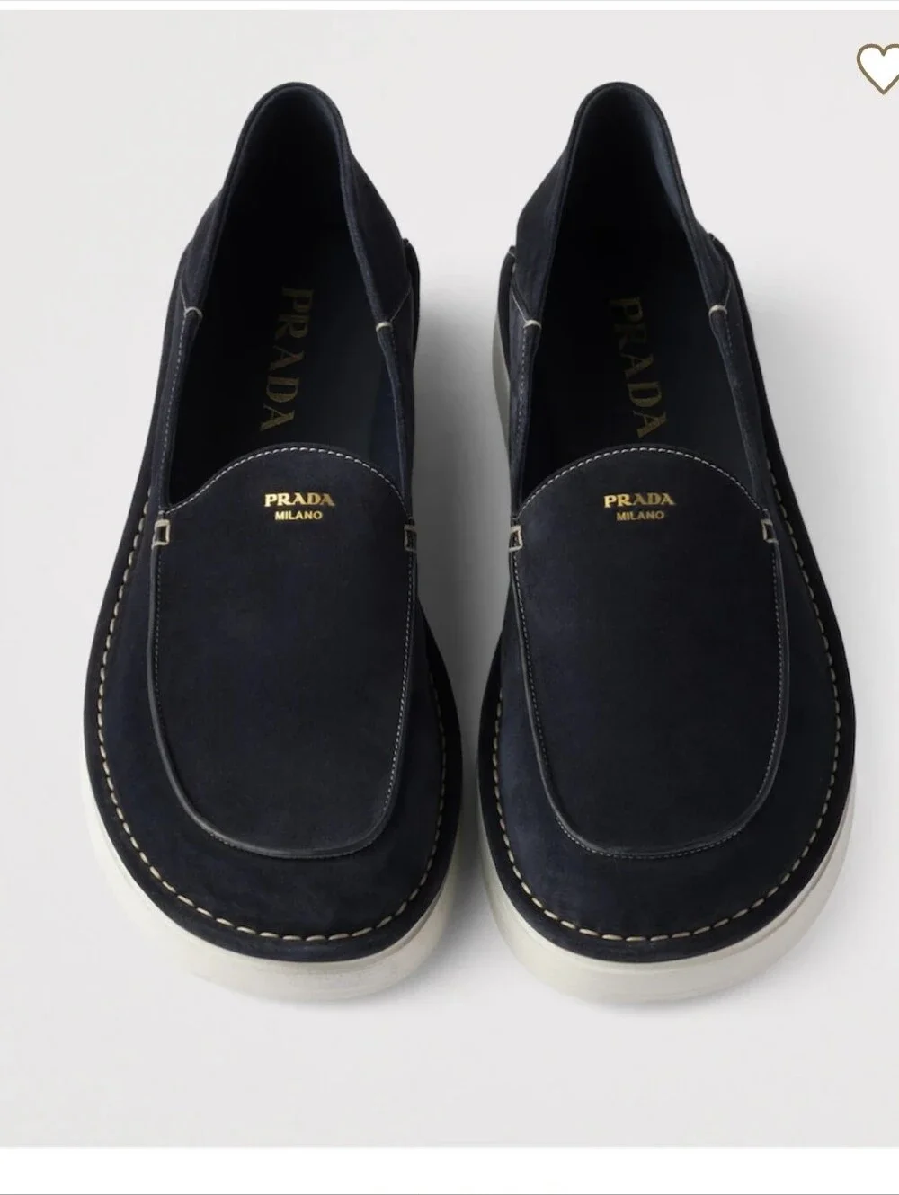 $1,100 PRADA Navy Suede Printed Logo Slip Loafers UK 11 US 12  EU 45 BNIB